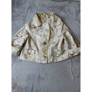 Cache vintage size 8 gold metallic brocade jacket structured blazer coat